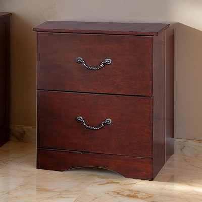 ORRD 27-Inch Two Drawer Nightstand, Pine, Grain Detail, Brown