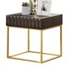 23" End Table with Concealed Drawers, Textured Front Panels, and Gold Steel Legs for Contemporary Living Room - 2 of 4
