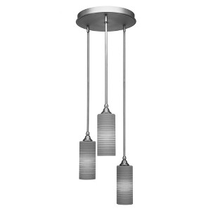 Toltec Lighting Empire 3 - Light Pendant in  Brushed Nickel with 4” Gray Matrix Shade - 1 of 1