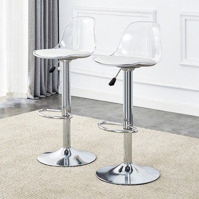 LOVMOR 15" Modern minimalist bar chairs and bar stools,Set of 2,White