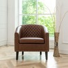 KINWELL PU Leather Tufted Barrel Chair Club Armchair with Nailheads - 2 of 4