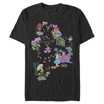 Men's Alice in Wonderland Follow the Cheshire Cat Tracks, Find Where it Leads T-Shirt