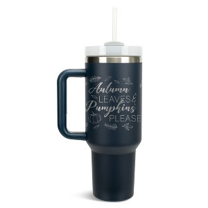 Elanze Designs Autumn Leaves & Pumpkins Please Harvest 40 oz. Stainless Steel, Large Water Bottle Coffee Mug, Spill & Leak Resistant, Thermal Travel - 1 of 1