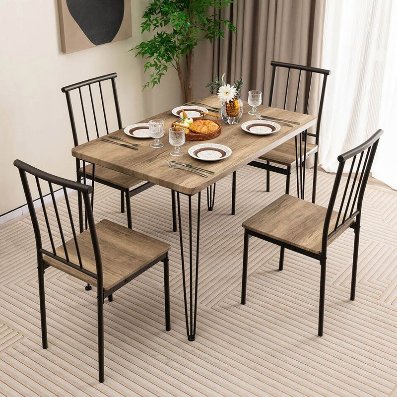 Tangkula 5-Piece Dining Table Set for Small Space Kitchen Table Set for 4 Natural, 2 of 11