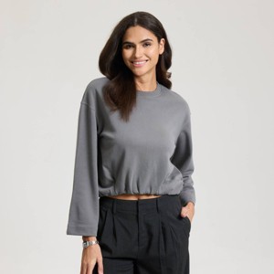 Women's Ballon Hem Sweatshirt - A New Day™ Gray - 1 of 4