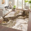9x12 Camel Area Rug, Machine Washable Modern Abstract Carpet, Non-Slip, Stain-Resistant, Easy-Clean, Low Pile for Living Room Bedroom - 2 of 4