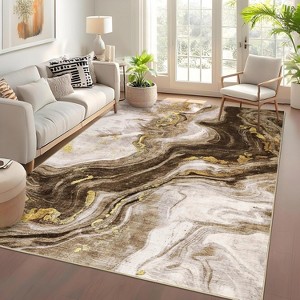 Coucheta Marble Abstract Area Rug , Washable Low Pile Indoor Rug, Non-Slip Soft Floor Carpet for Living Room Bedroom, Multi-Color & Size - 1 of 4