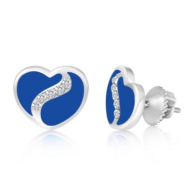 Chanteur Hypoallergenic Kids Jewelry Accessories Heart Swirl CZ White Gold Palladium Plating Stud Earrings Surgical Titanium Posts
