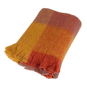 Storied Home Patterned Wool and Acrylic Ruffled Throw Blanket, Multicolor - 1 of 4