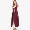 Anna-Kaci Women's Renaissance Lace-Up Overdress with Shoulder Tie Straps for Casual Looks - Medium, Burgundy - 2 of 4