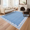 Modern Washable Living Room Rug, Bordered Printed Rug with Non-Slip Backing, Low Pile Stain Resistant Indoor Rug for Bedroom - 2 of 4