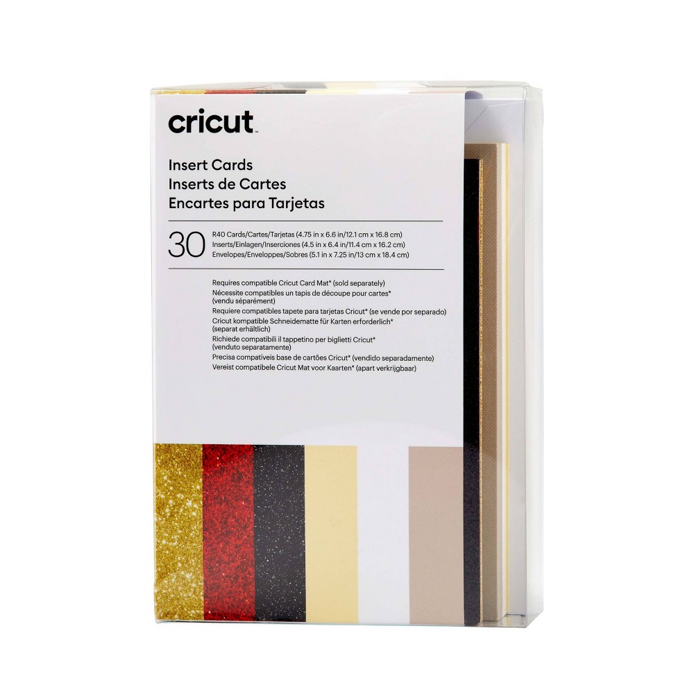 Cricut 30ct Insert Cards Glitz and Glam Sampler: Multicolor Cardstock for Cricut Maker & Explore, Craft Cutting Materials
