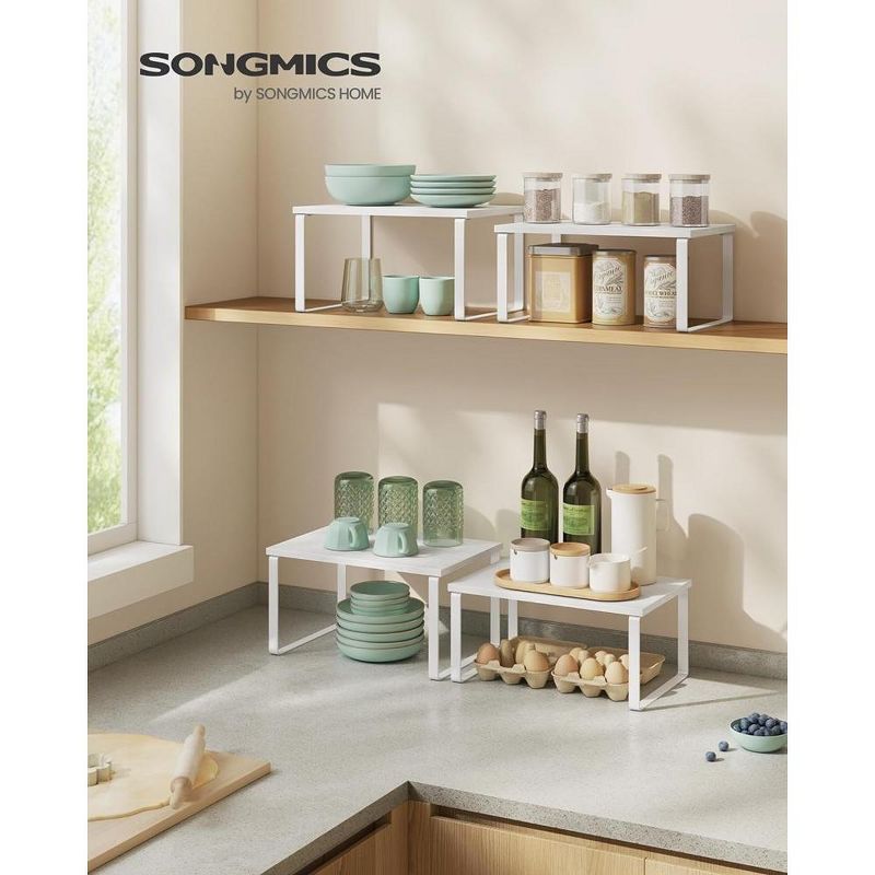 SONGMICS Cabinet Organizer Shelf, Set of 2 Kitchen Counter Shelves, Kitchen Storage, Spice Rack, Desk Organizer, Metal and Engineered Wood, 3 of 8