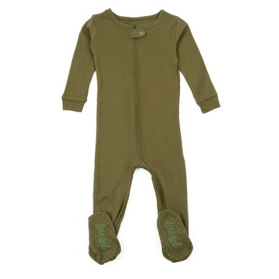Leveret Footed Cotton Pajamas Solid Olive 12-18 Month : Target