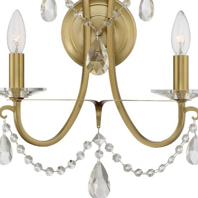 Elegant Gold 2-Light Wall Sconce with Clear Crystal Swags