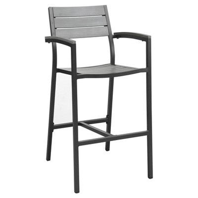 Maine Outdoor Patio Bar Stool in Brown Gray - Modway