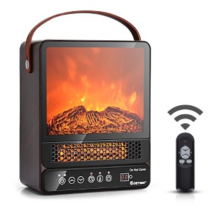 Costway 1500W Electric Fireplace Tabletop Portable Space Heater w/ 3D Flame Effect Maple\ Walnut - 1 of 4
