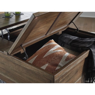 Dark Acacia Lift-Top Cocktail Table with Storage