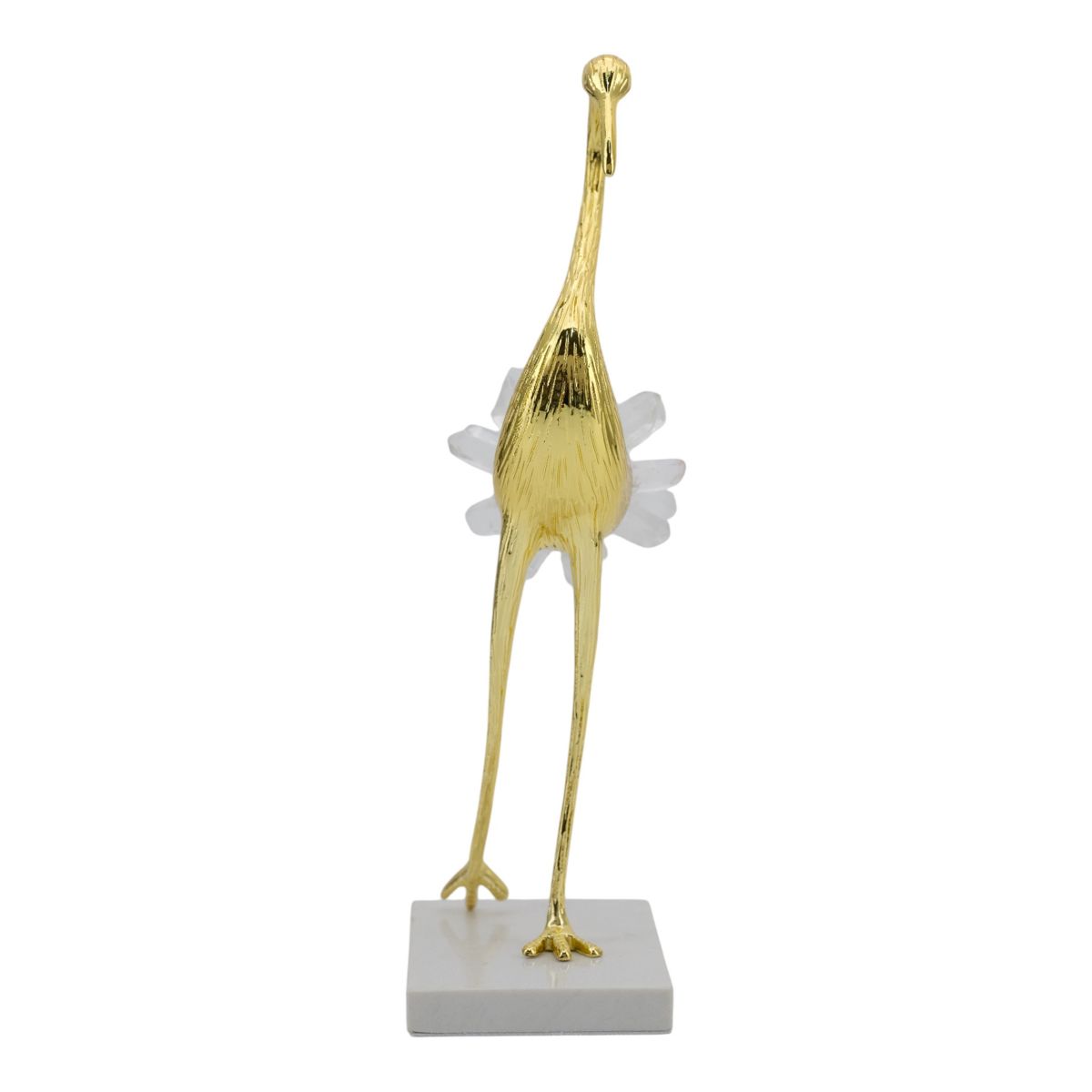 Elegant Crane Sculpture with Marble Base, Decorative Bird Statue for Tabletop Display, Living Room Accent, Entryway Decor, or Centerpiece Ornament - thumbnail 8