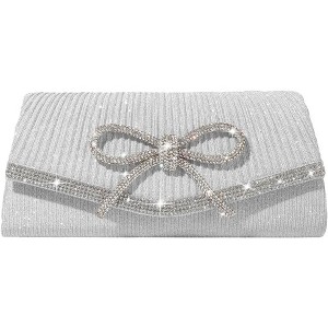 Bow Evening Bag Sparkly Clutch Purses for Women Wedding Glitter Rhinestone Party Prom Purse - 1 of 4