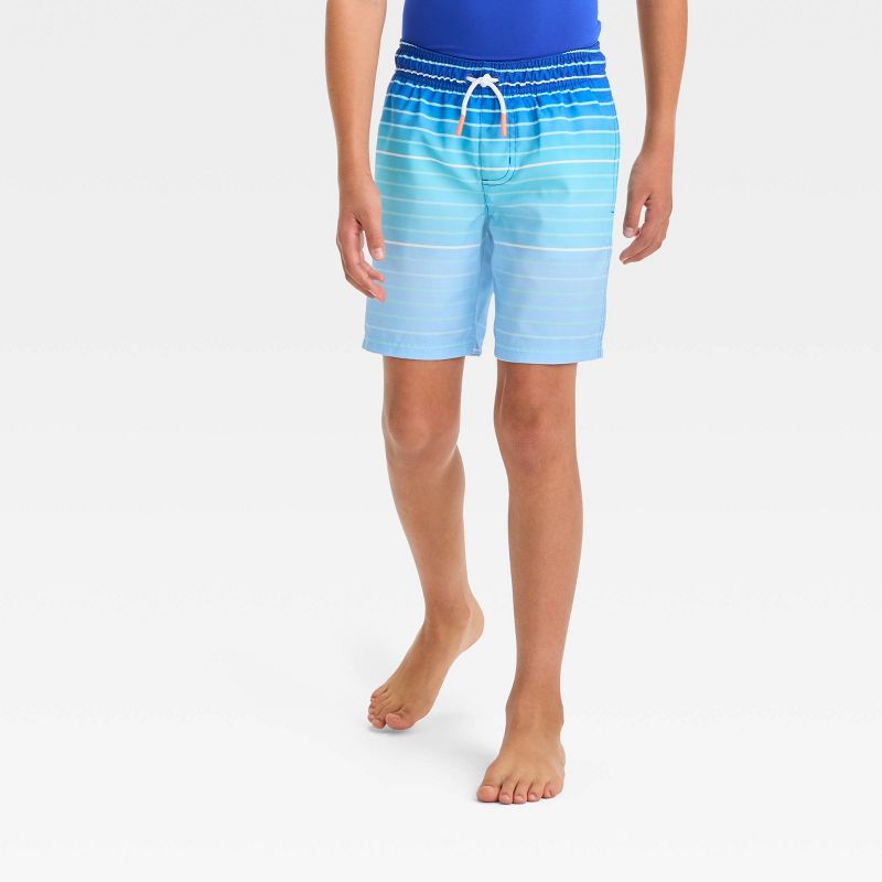 Boys&#39; Ombre Striped Design Swim Shorts - Cat &#38; Jack&#8482; Blue, 1 of 5
