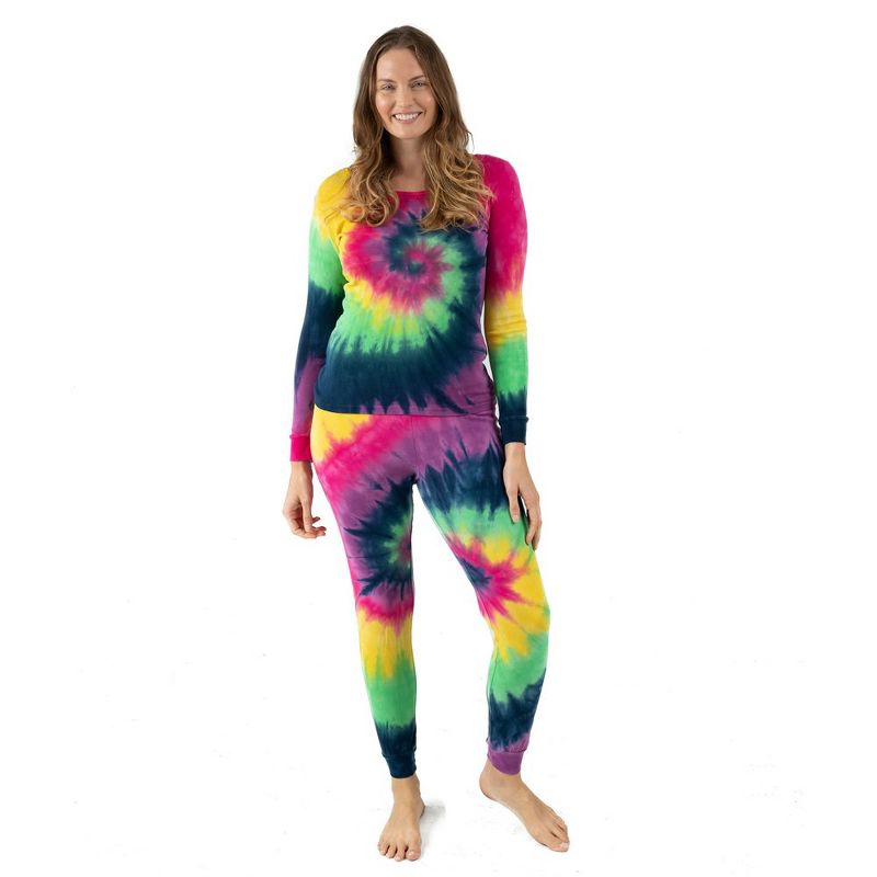 Leveret Womens Two Piece Cotton Tie Dye Pajamas, 1 of 7