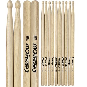 ChromaCast 5B USA Made Hickory Drumsticks Pair - Wood Tipped - Drum Sticks Tour Tested by Pro Drummers - Real American Hickory Wood - 1 of 4
