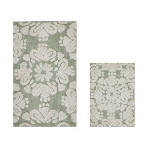 Medallion Collection 2 Piece 100% Cotton Tufted Bathroom Rug Set  with Non-Slip Backing, Machine Washable, Tumble Dry Bath Mat - 1 of 4