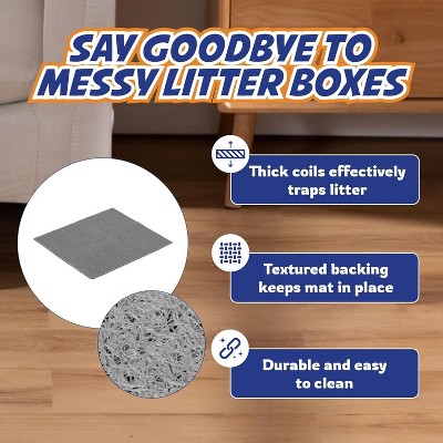 Grey Honeycomb Cat Litter Box Mat, Standard Size