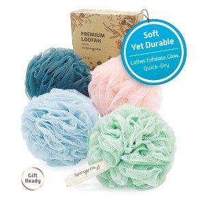Spongentle Loofah Bath Sponge, Exfoliating Scrubber for Bath & Shower, Ideal for Women & Men, 60g/70g - 1 of 4