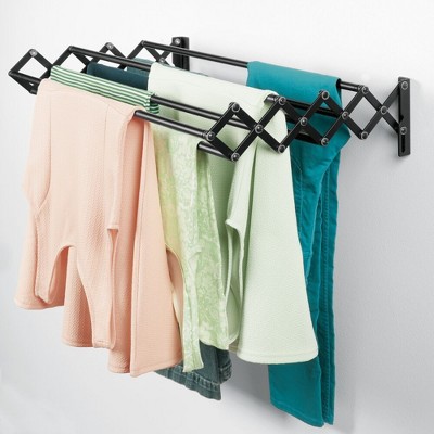 Black Steel Wall Mount Accordion Expandable Drying Rack