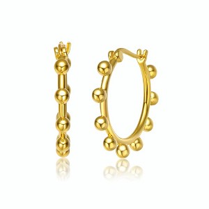 Elegant 14K Yellow Gold Hoop Earrings Adorned with Sparkling Cubic Zirconia for a Glamorous and Sophisticated Look - 1 of 3
