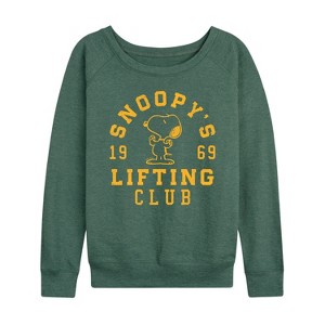 Women's - Peanuts - Snoopy Lifting Club Lightweight French Terry Slouchy - 1 of 4