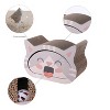 THE LICKER STORE Opal Modern Cardboard Happy Cat Head 2-in-1 Cat Cave Scratcher with Built-In Bell Toys and Catnip - 3 of 4