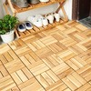 OUTSUPPLY Yellow Acacia Deck Tiles, 12"x12" Checker Pattern Interlocking Outdoor Flooring for Patio & Pool - 3 of 4