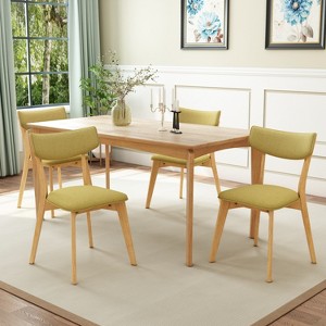 Christopher Knight Home Laila 5 Piece Mid-Century Modern Rubberwood Dining Set with Cushion - 1 of 4