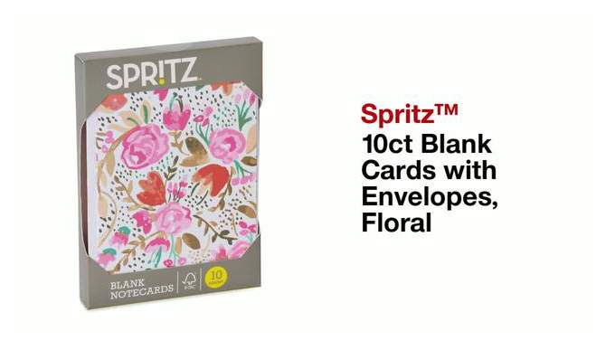 10ct Blank Cards with Envelopes, Floral - Spritz&#8482;, 2 of 9, play video