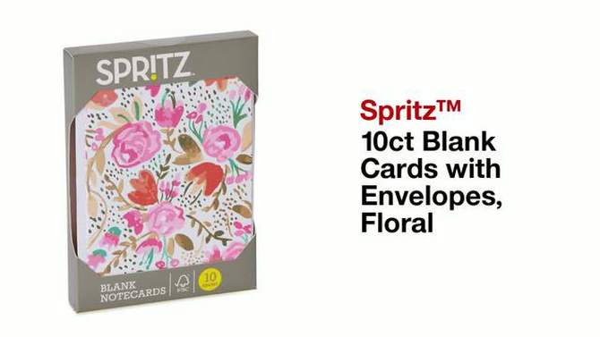 10ct Blank Cards with Envelopes, Floral - Spritz&#8482;, 2 of 9, play video