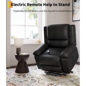 Oversized Wide Power Lift Recliner Chair with Heat Massage - Adjustable PU Leather Electric Lift Chair for Elderly & Mobility Impaired - 1 of 4