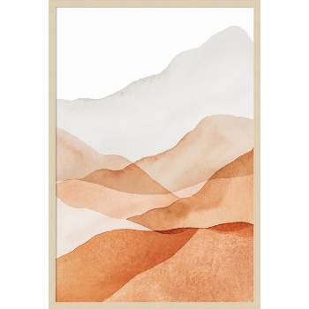 28" x 42" Mountain Range III by Amy Lighthall Framed Wall Art Print Light Brown - Amanti Art