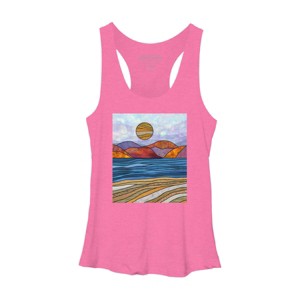 Women's Design By Humans Beach Landscape Stain Glass By Maryedenoa Racerback Tank Top - 1 of 3