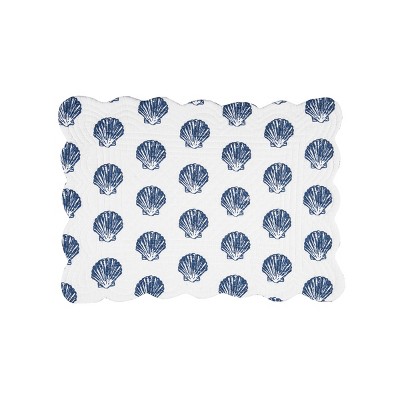 Nautical Blue Cotton Scalloped Edge Placemats Set of Six