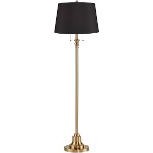 360 Lighting Dyna 58" Antique Brass Black Faux Silk Shade Floor Lamp - 1 of 4