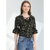 Allegra K Women's Ruffled Neck Floral Tie Neck Ruffle Sleeve Top - image 2 of 4