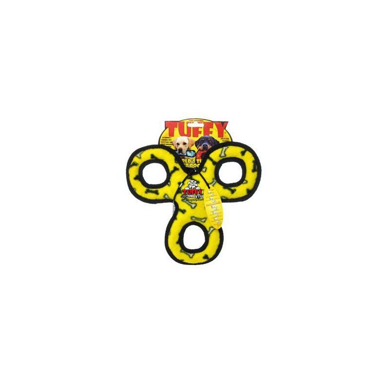 Tuffy Junior 3-Way Bone Print Tug Dog Toy - Yellow - S/M, 4 of 9