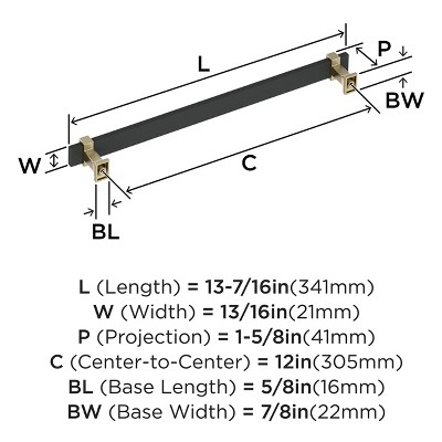 12-Inch Brushed Matte Black and Golden Champagne Appliance Pull