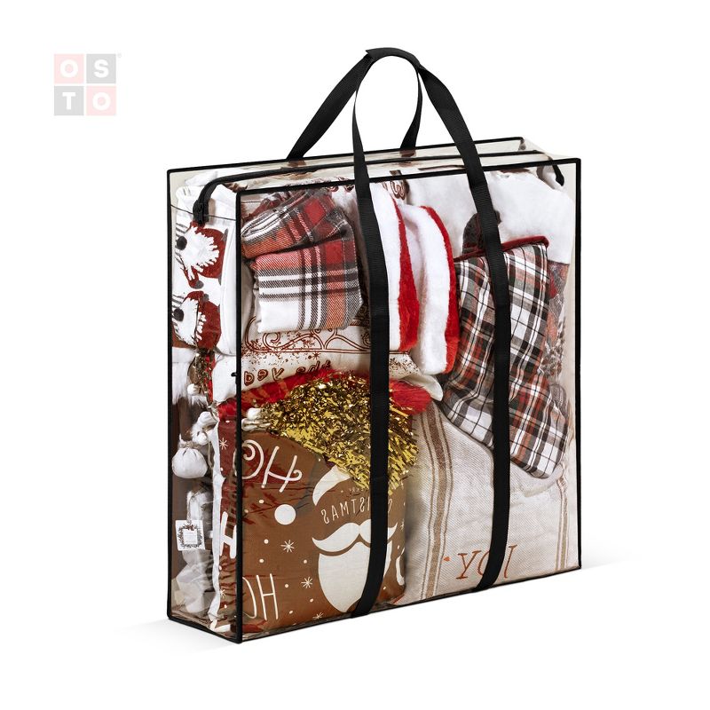 OSTO Holiday Accessory Bag Holds Various Holiday Accessories; Bag Is of Clear PVC, Has Durable Zipper, and A Pair of Carry Handles, 1 of 5