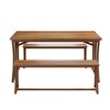 Resenkos End Table,Dining Table, Living Room Table,4-Piece 51-Inch Dining Table Set with 2 Benches & Table Runner,Brown - 2 of 4