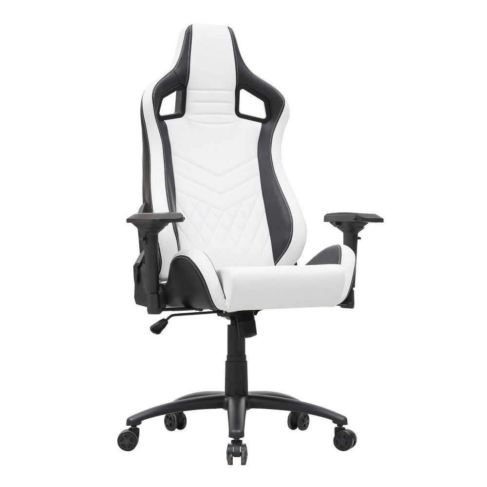 Photos - Computer Chair 24/7 Shop At Home Quelman Adjustable Armrests Reclining Gaming Chair White/Black: Ergonomic High-Back, Faux Leather