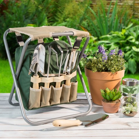 Picnic time gardener folding seat with tools hotsell